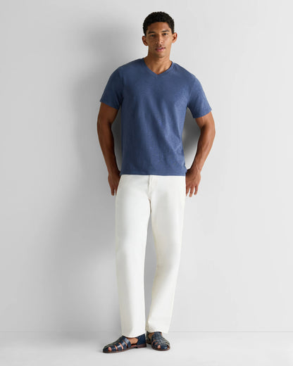 100% Organic Cotton Slub V-Neck Tee - S / Heather Grey