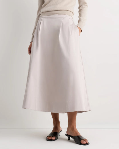 Organic Cotton Sateen A-line Midi Skirt - XS / True Black