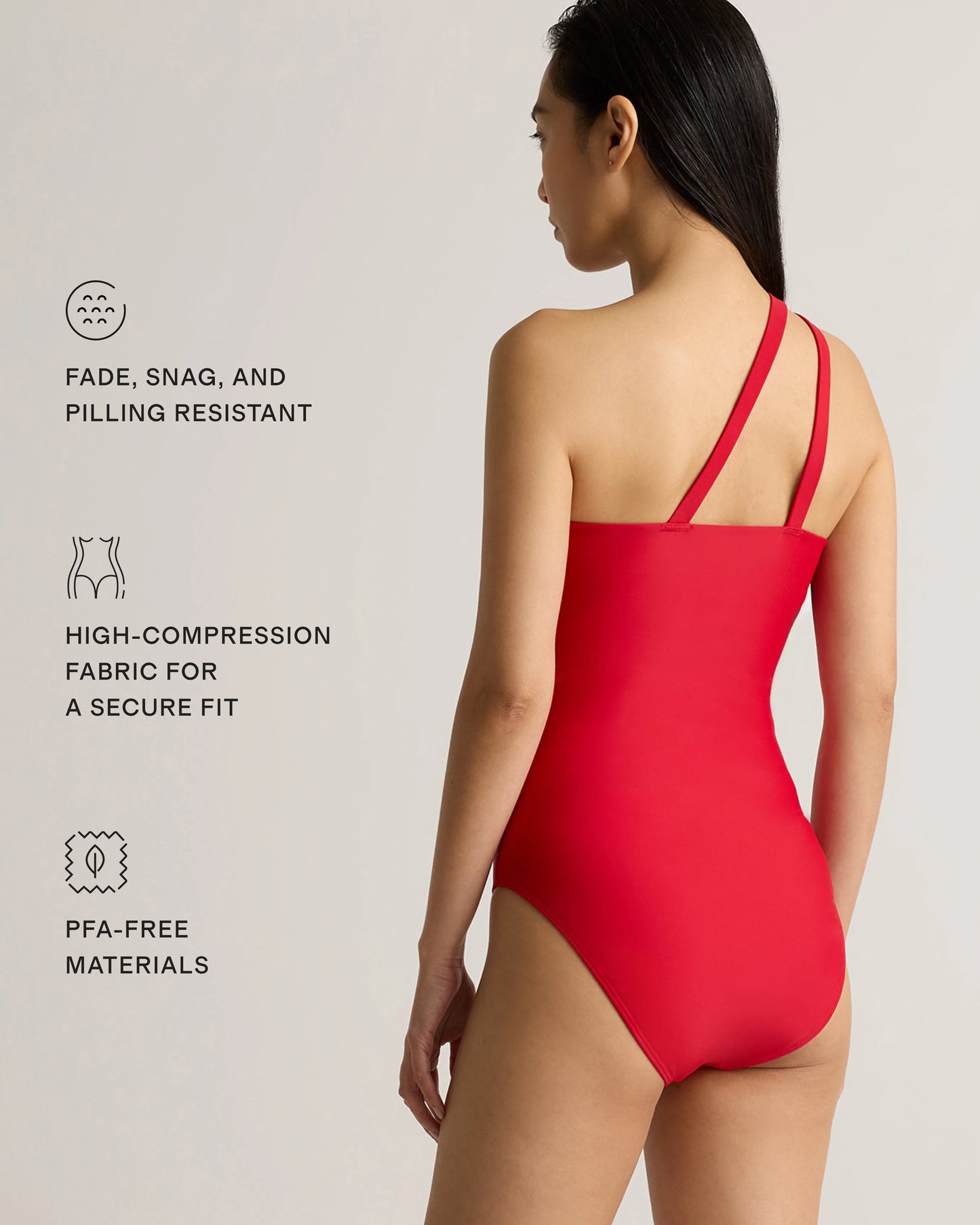 Italian One Shoulder One-Piece Swimsuit - XS / Palm