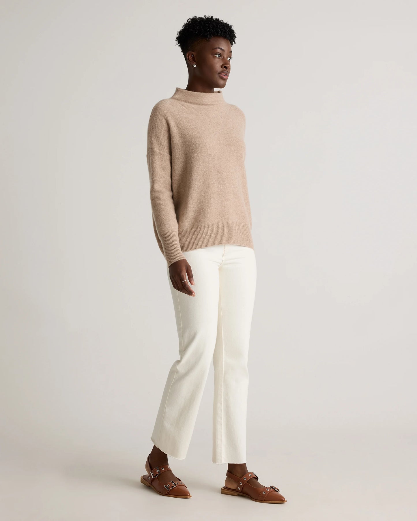 Mongolian Cashmere Funnel Neck Sweater - XS / Heather Grey