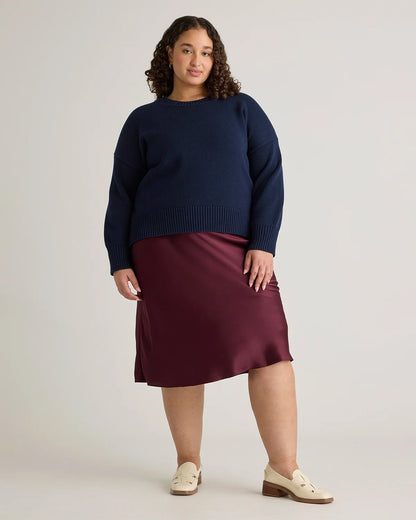 100% Organic Cotton Boyfriend Crew Sweater - 1X / Shell Pink