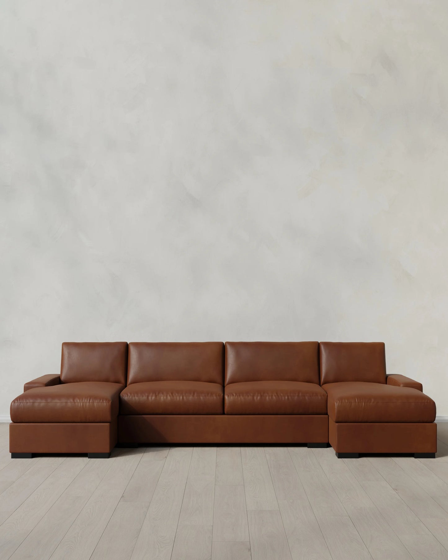 Stillman U Sectional in Leather - One Size / Auburn