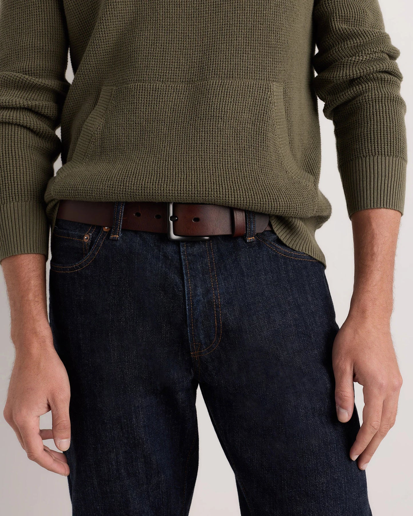 Adam Heritage Leather Jeans Belt - 30 / Bourbon