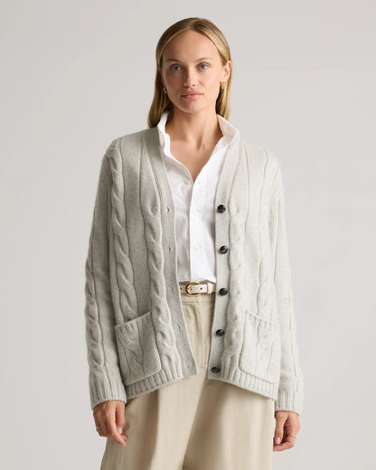 Luxe Baby Cashmere Cable Cardigan - XS / Pearled Ivory