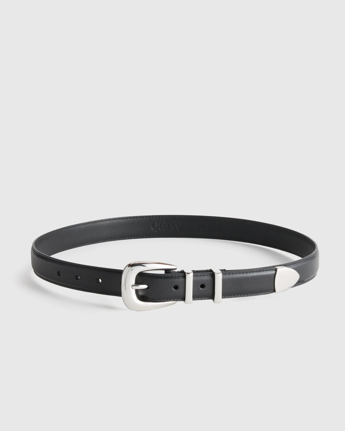 Lola European Leather Western Belt - XS / Black/Silver