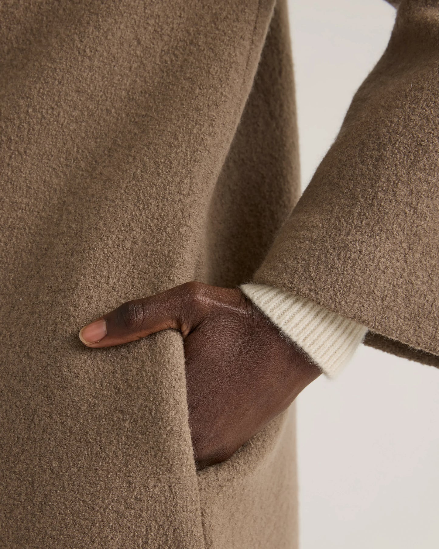 100% Merino Wool Shawl Collar Long Coat - XS / Heather Bone