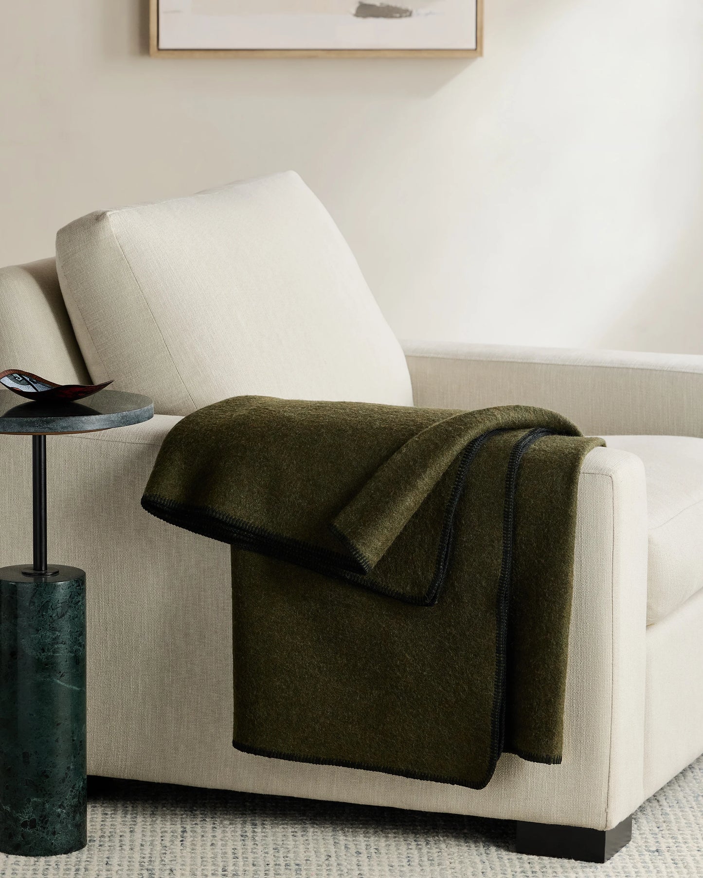 Wool Whipstitch Throw - 50x70 / Olive