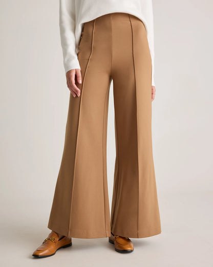 Ultra-Stretch Ponte Super Wide Leg Pants - XS / Black