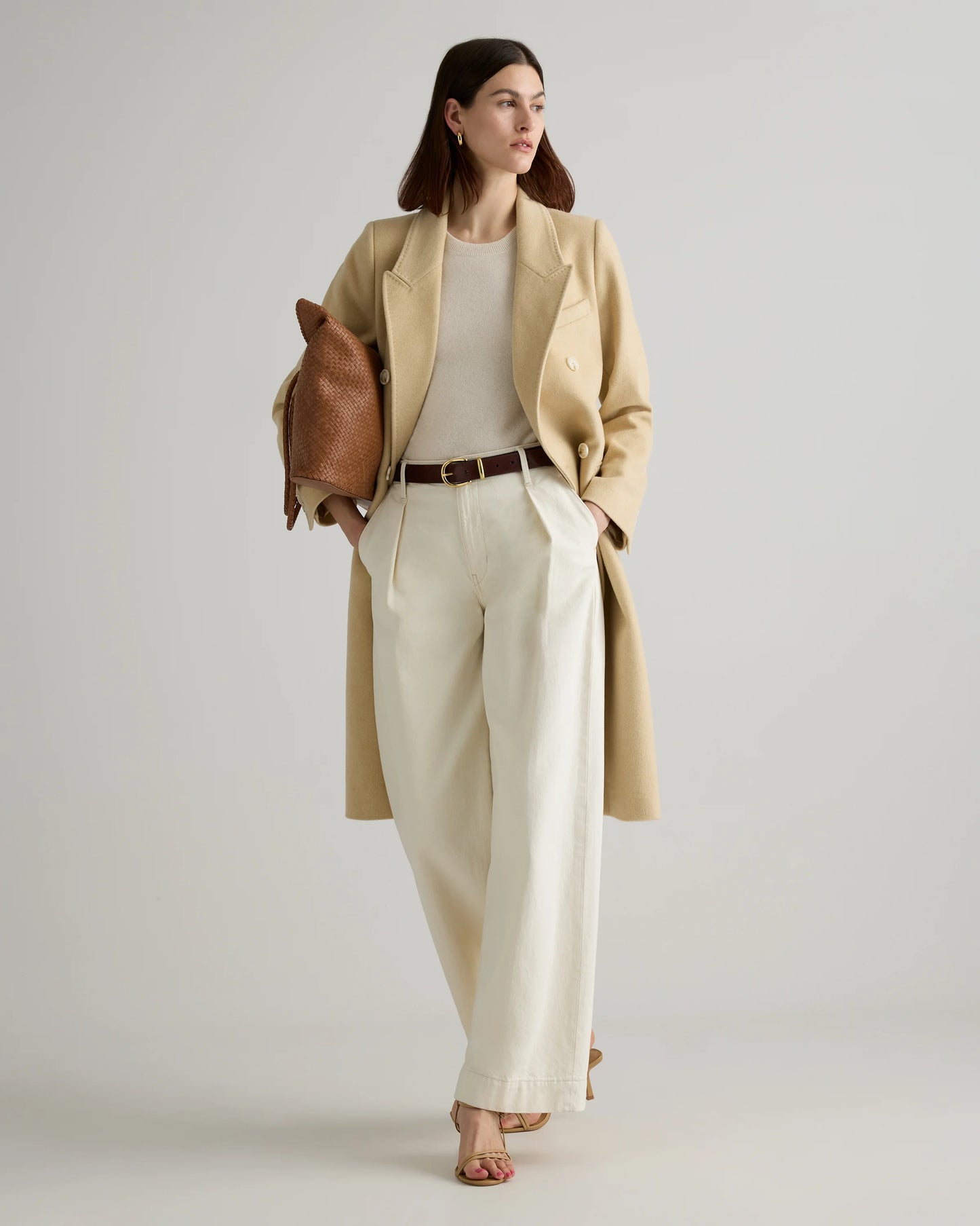 Italian Wool Double-Breasted Coat - XS / Heather Buttercream