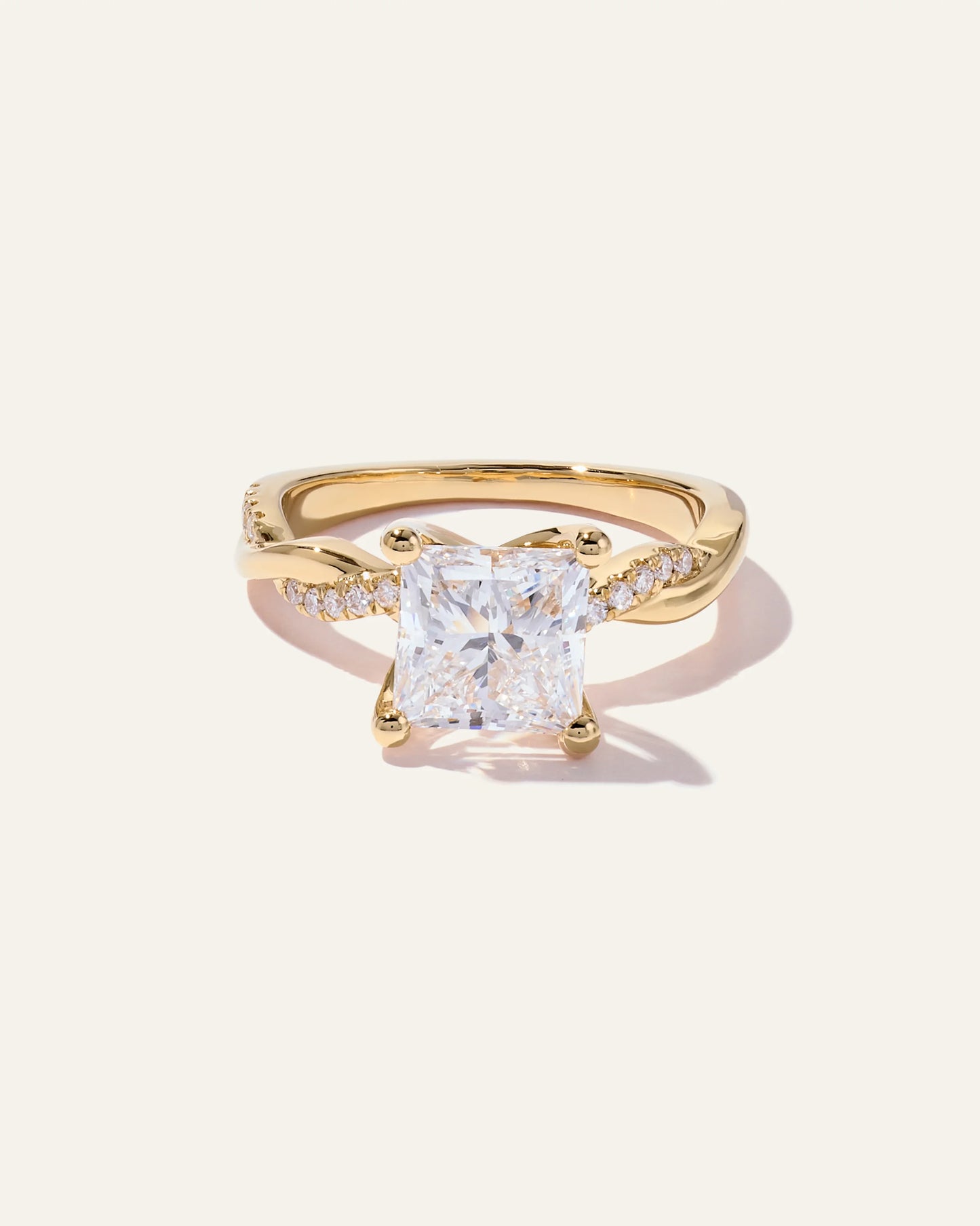 Lab Grown Diamond Princess Twisted Engagement Ring - 2.5ct - 4 / Yellow Gold