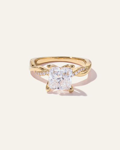 Lab Grown Diamond Princess Twisted Engagement Ring - 2.5ct - 4 / Yellow Gold