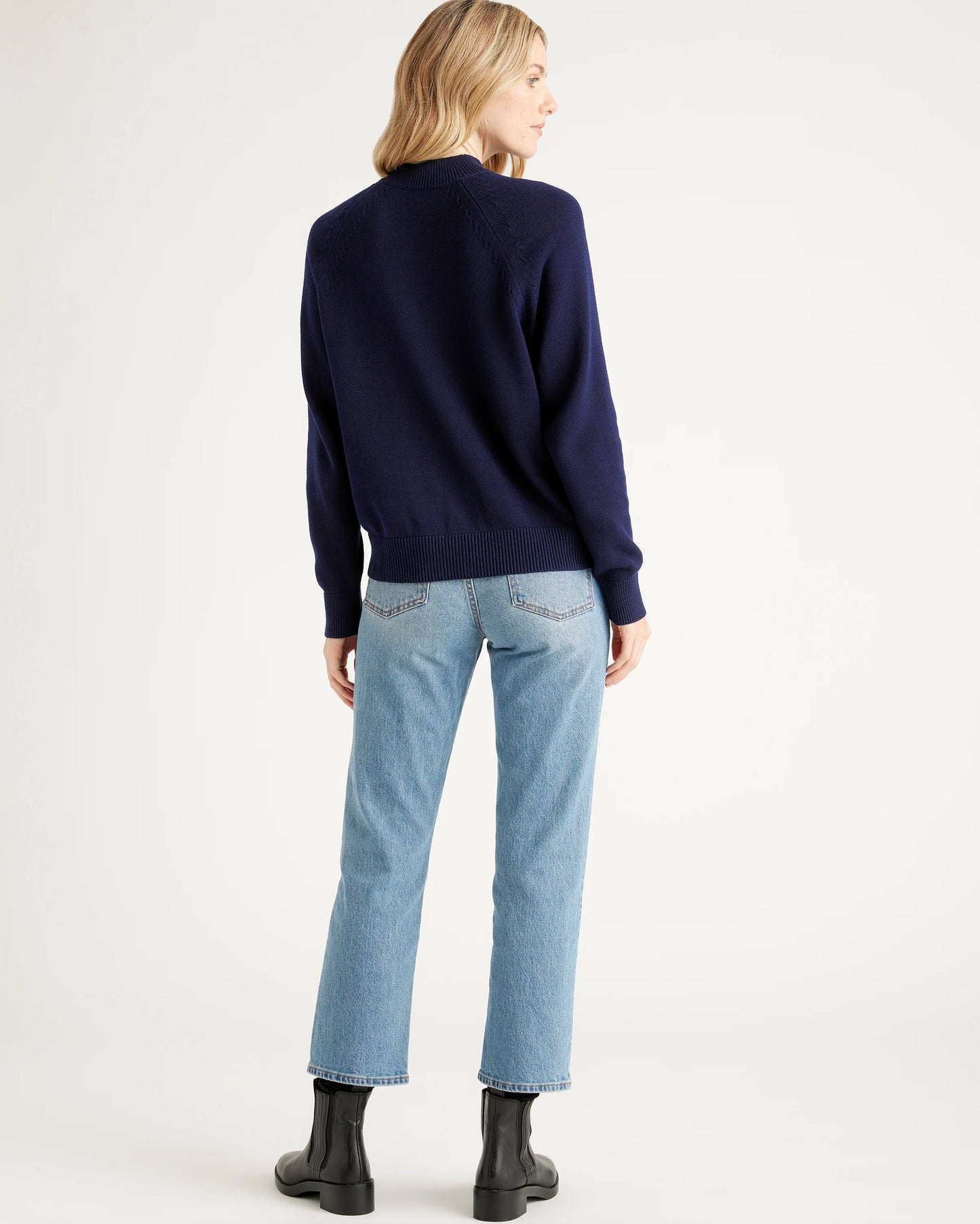 100% Organic Cotton Mock Neck Sweater - XS / Ivory