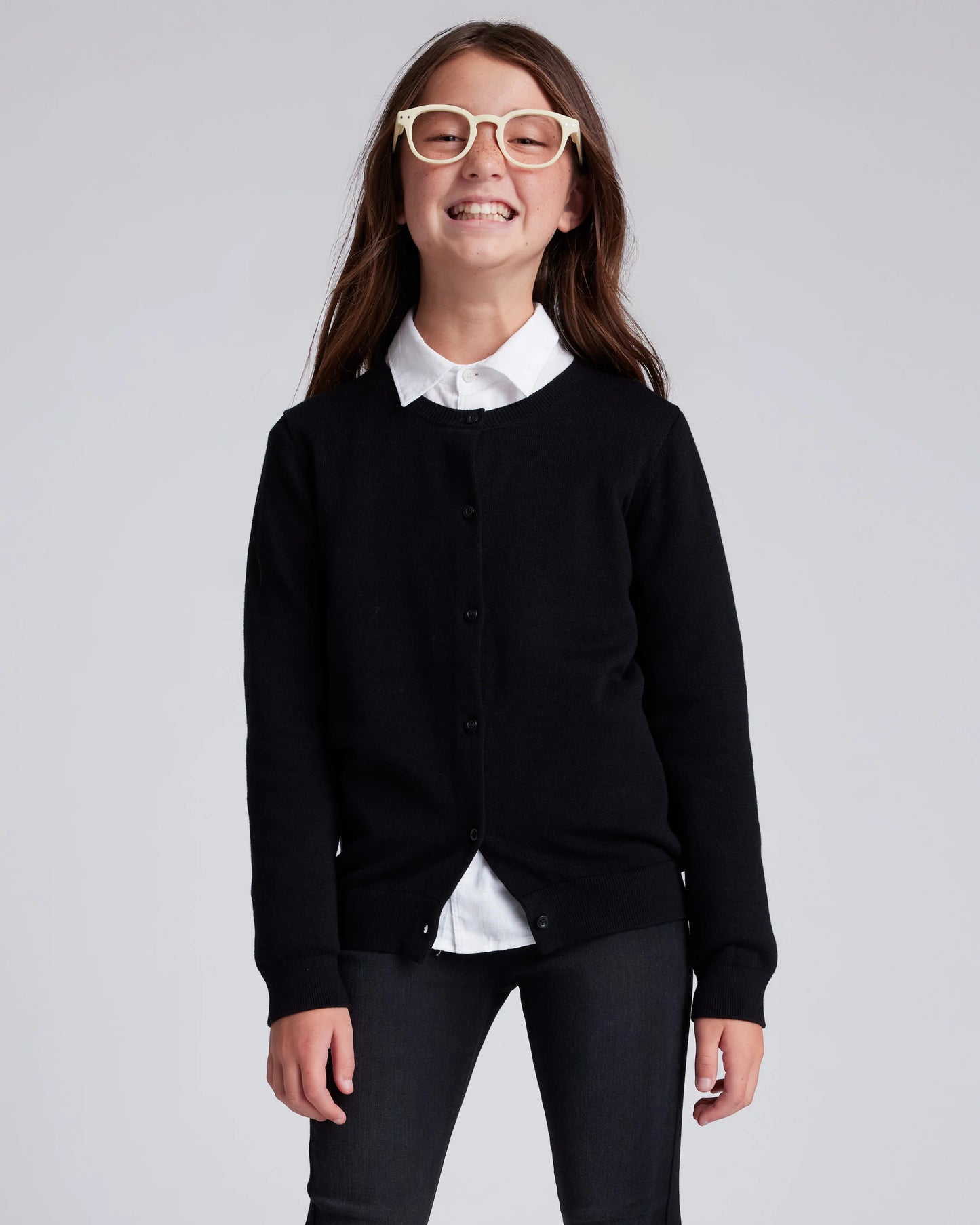 100% Organic Cotton Crewneck Cardigan - 6 / Ivory