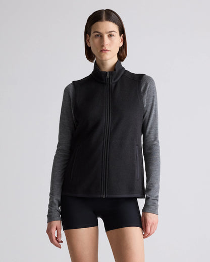 Sweater-Knit Fleece Full-Zip Vest - XS / Heather Mineral Green