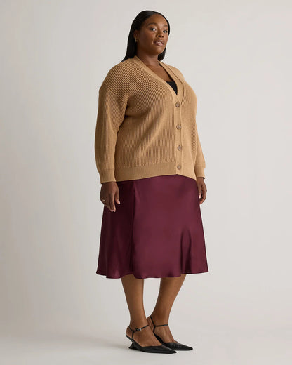 100% Organic Cotton Oversized Boyfriend Cardigan - 1X / Camel