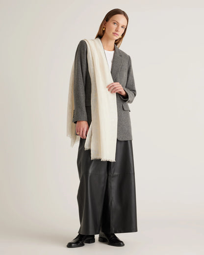 Lightweight Linen Silk Cashmere Scarf - One Size / Ivory