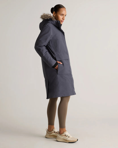 Responsible Down Hooded Long Parka - XS / Storm Blue
