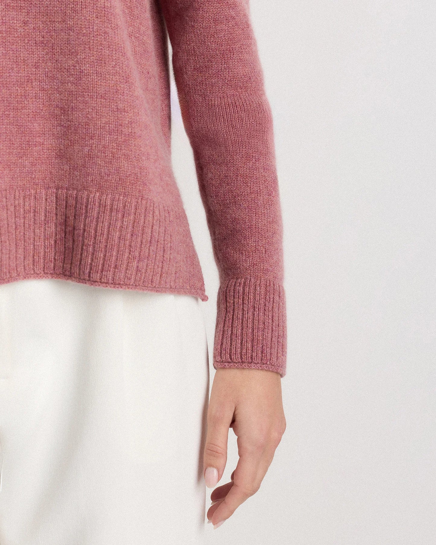 Mongolian Cashmere Boxy Crewneck Sweater - XS / Faded Denim/Brown/Ivory Variegated Stripe