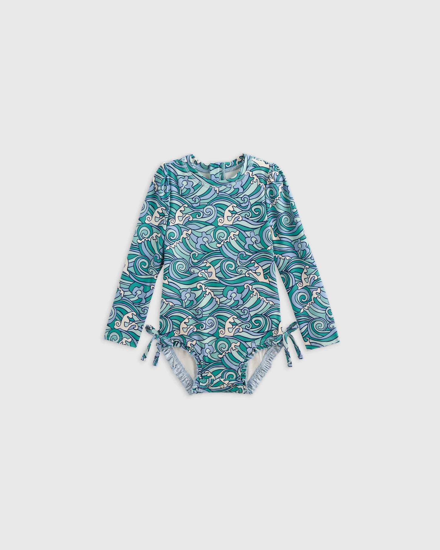 Long Sleeve Tie One-Piece Swimsuit - 0-3M / Soft Ditsy Floral