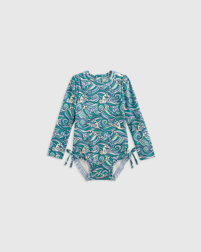 Long Sleeve Tie One-Piece Swimsuit - 0-3M / Soft Ditsy Floral