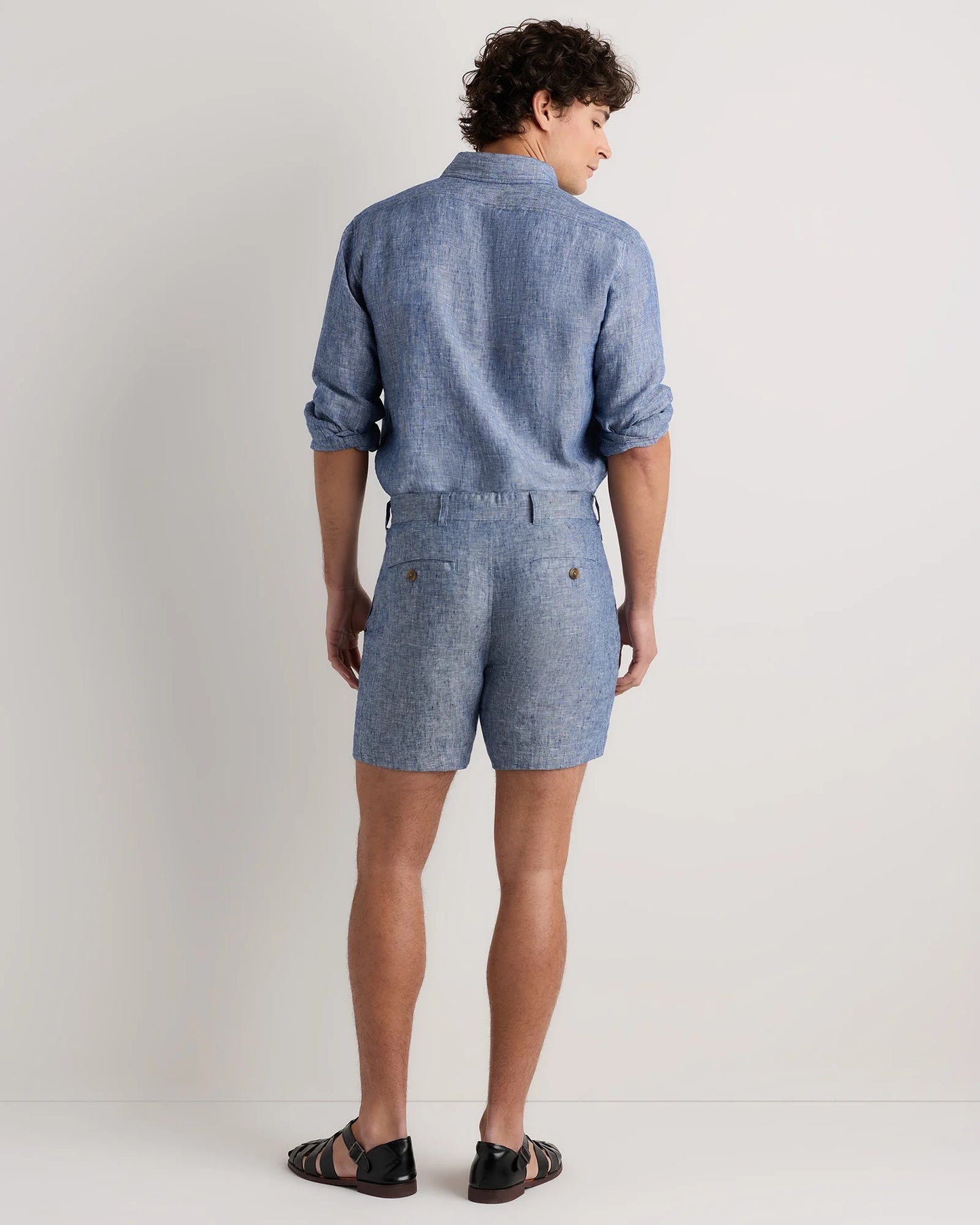100% European Linen Trouser Shorts - 7" - S / Bayberry Olive