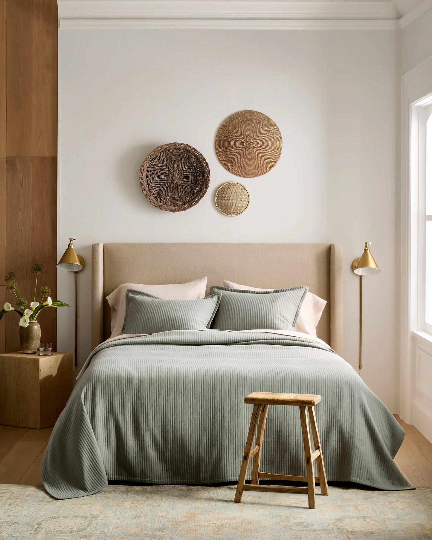 Organic Cotton Matelasse Coverlet - Twin / Dried Sage