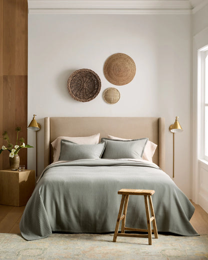 Organic Cotton Matelasse Coverlet - Twin / Dried Sage