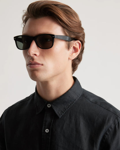 Hayden Polarized Acetate Sunglasses - One Size / Black with Green lens