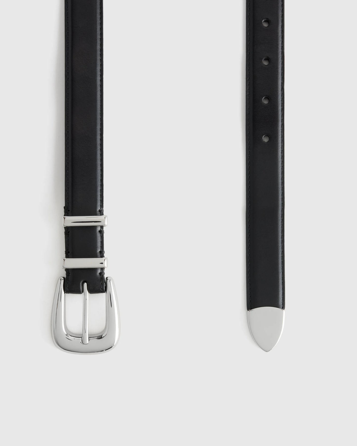 Lola European Leather Western Belt - XS / Black/Silver