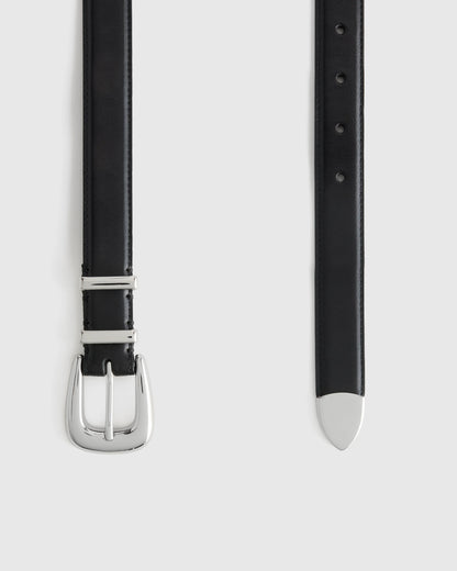 Lola European Leather Western Belt - XS / Black/Silver