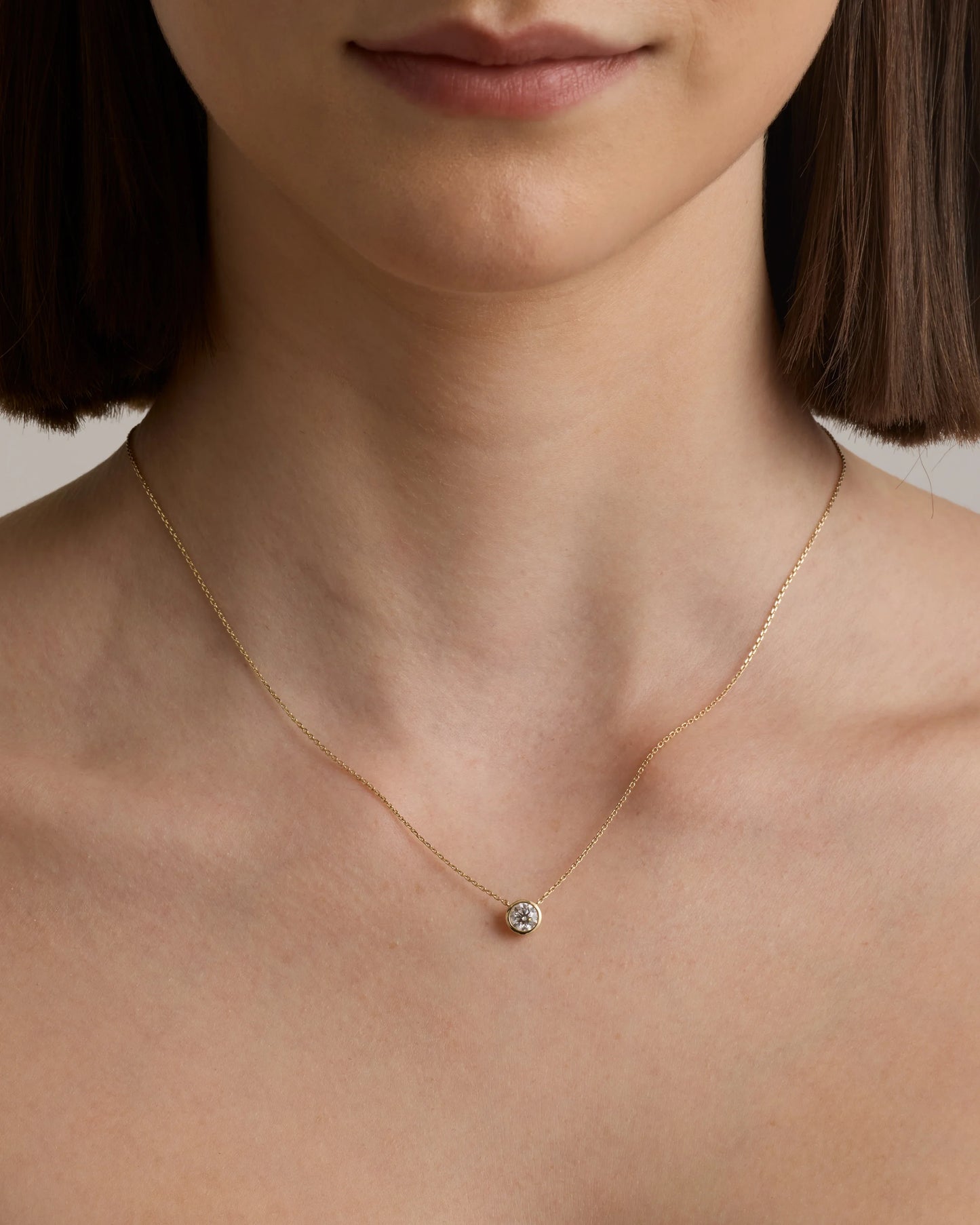 14K Gold Lab Grown Diamond Bezel Necklace - One Size / Yellow Gold
