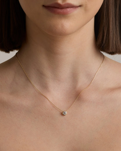 14K Gold Lab Grown Diamond Bezel Necklace - One Size / Yellow Gold
