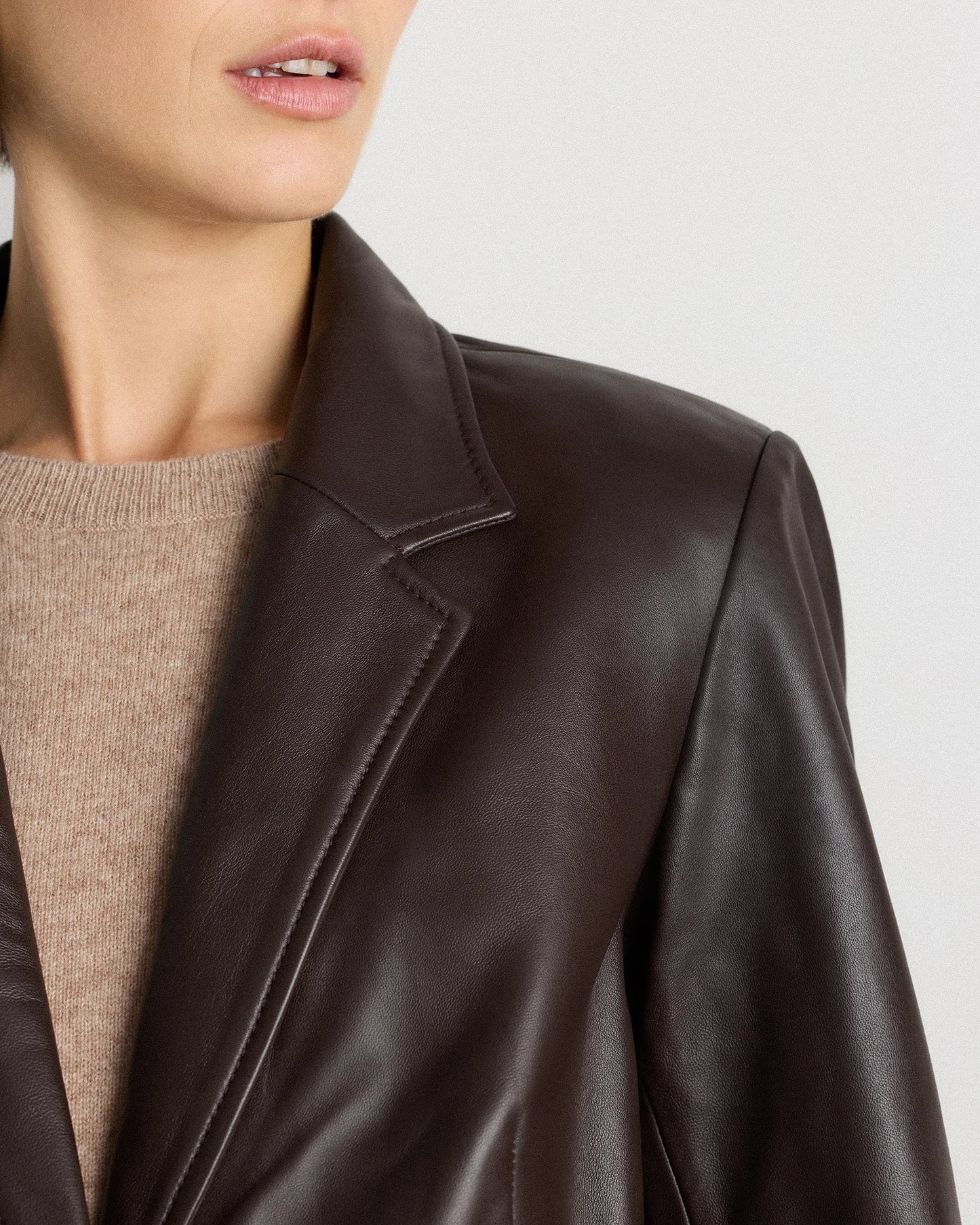 100% Leather Blazer - XS / Rich Brown