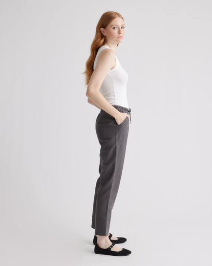 Cotton Linen Twill Straight Leg Pants - XS / Charcoal