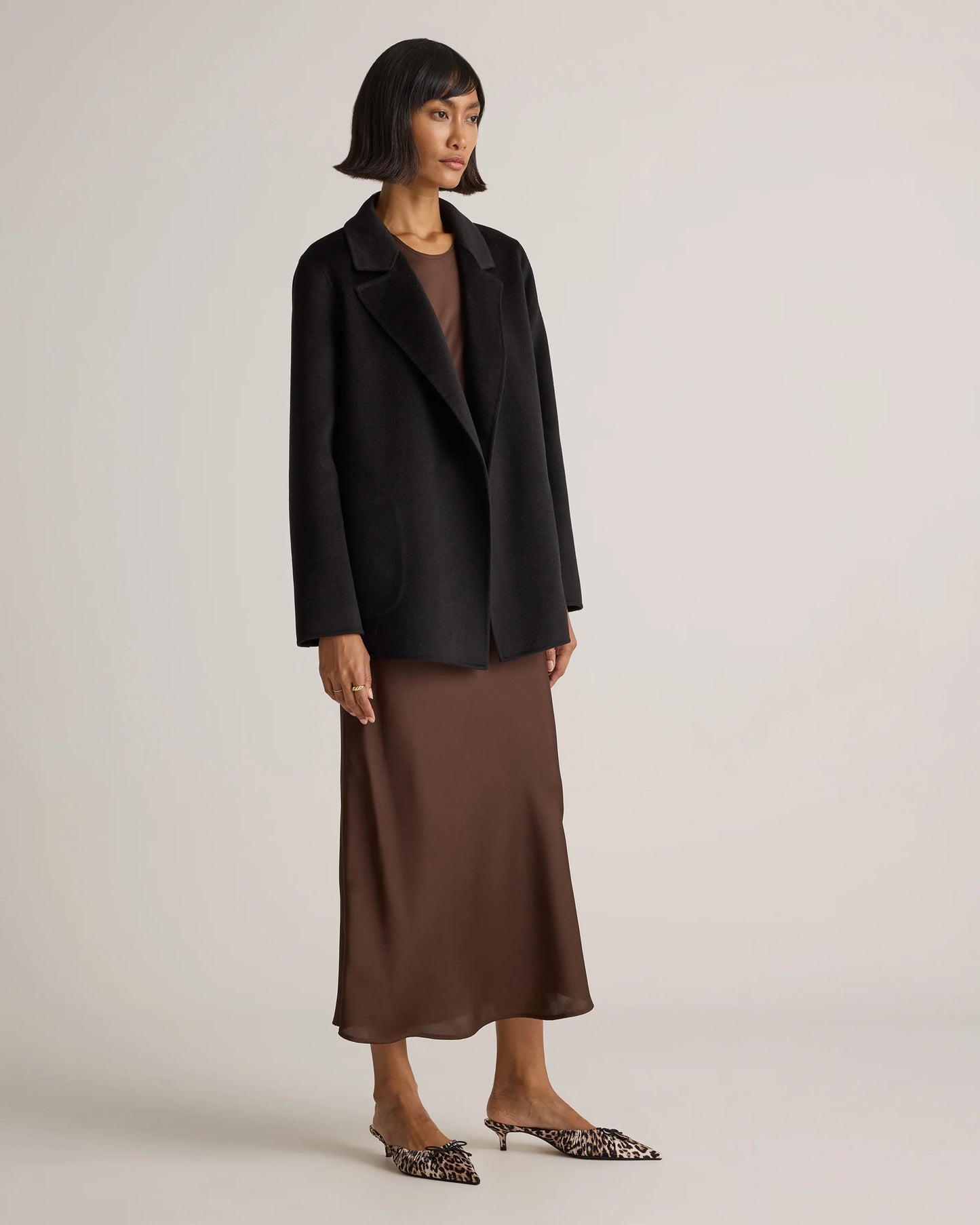 100% Mongolian Cashmere Double-Faced Open Blazer - XS / Camel