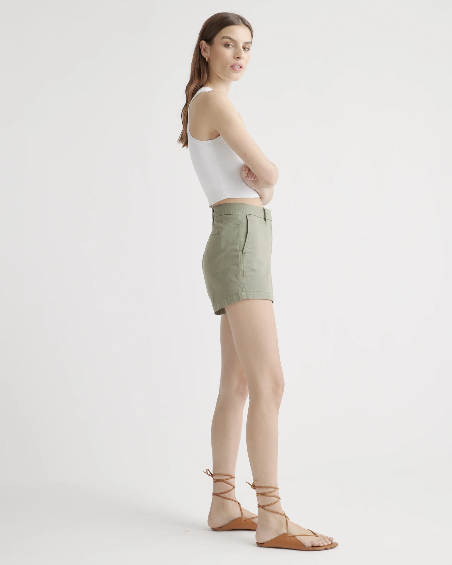 Organic Stretch Cotton Chino Shorts - 0 / Shell Pink