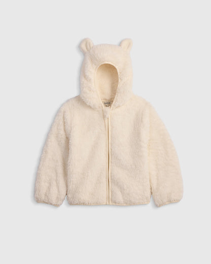 Recycled Sherpa Fleece Bear Hood Jacket - 2T / Ivory