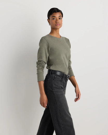 100% Organic Cotton Slub Long Sleeve Tee - XS / Smoked Thyme Green