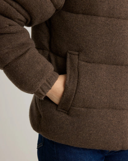 Mongolian Cashmere Puffer Jacket - XS / Brown