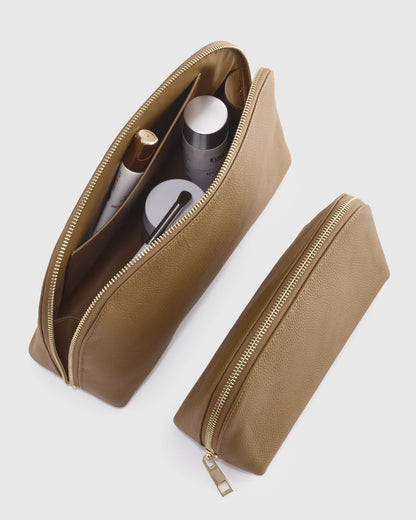 Italian Leather Pouch Travel Set - One Size / Deep Navy