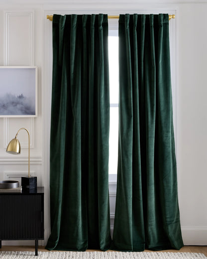Cotton Velvet Room Darkening Curtain - Single Panel - 48x84 / Ivory