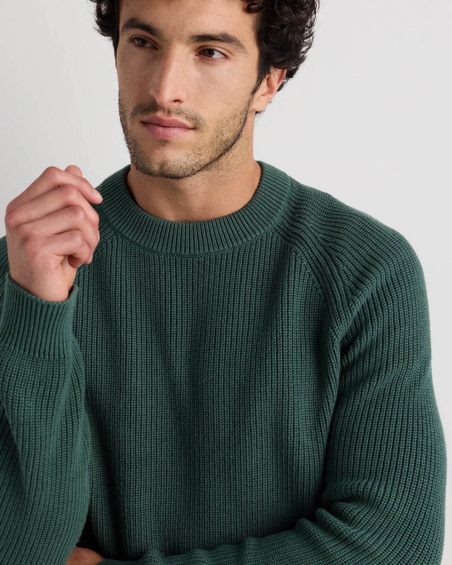 100% Organic Cotton Ribbed Crewneck Sweater - XS / Bahia Blue