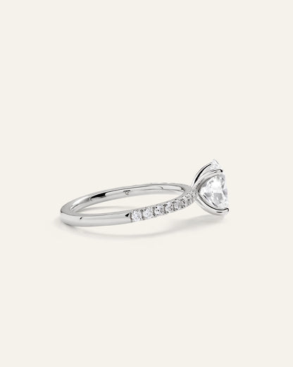 Lab Grown Diamond Oval Petite Pave Engagement Ring - 1.50ct - 4 / Yellow Gold