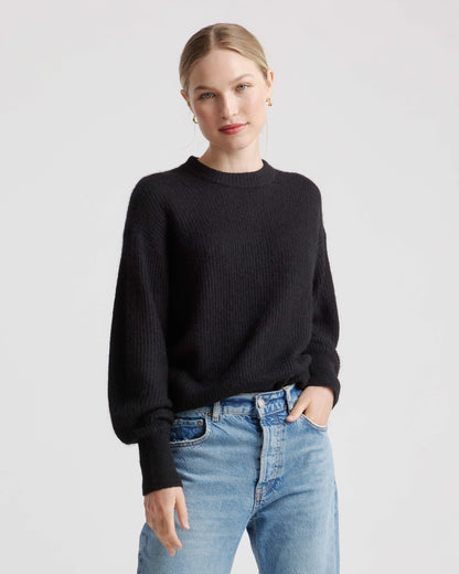 Baby Alpaca-Wool Crew - XS / Black