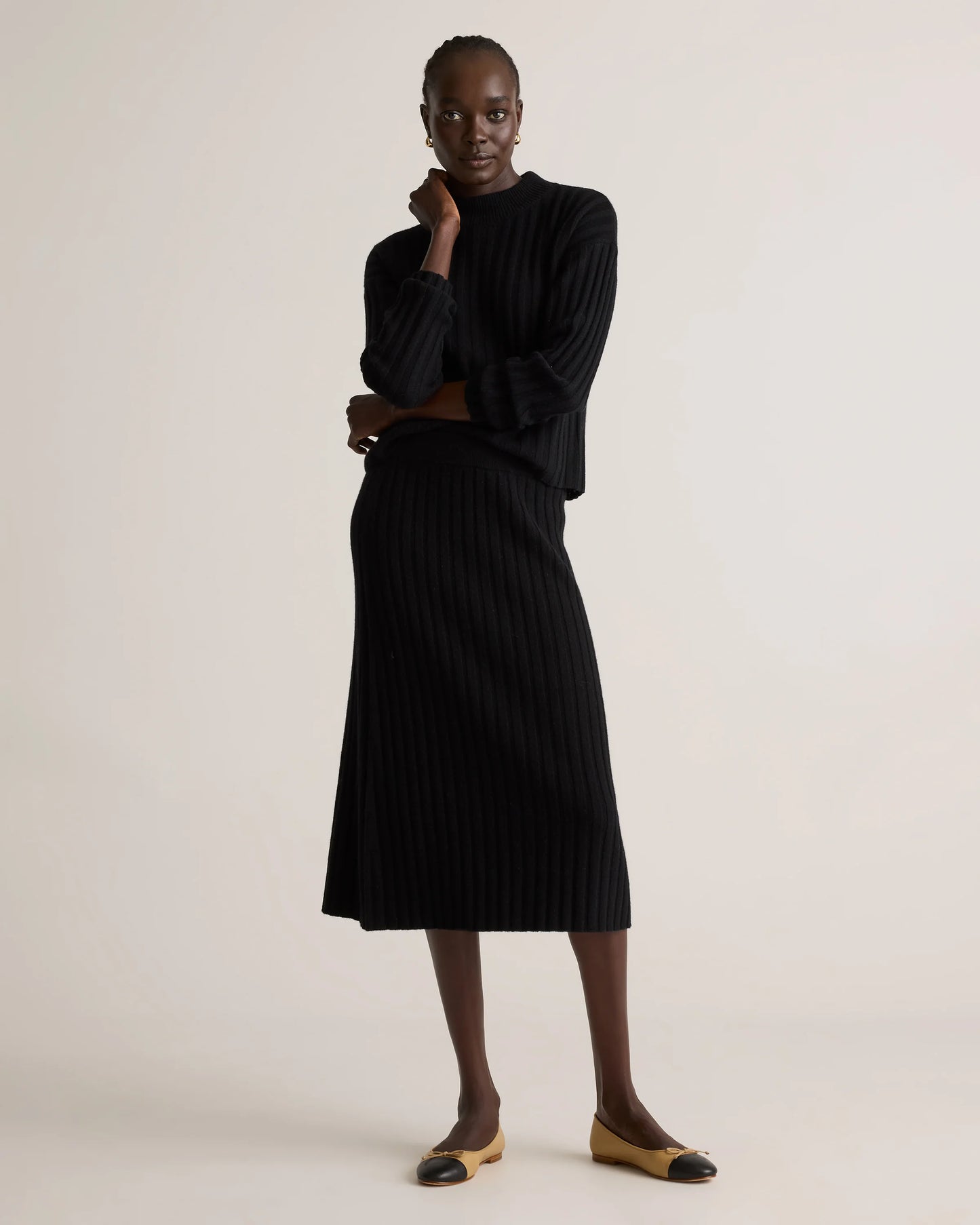 Mongolian Cashmere Midi Skirt - XS / Brown