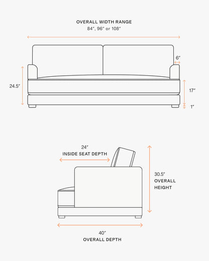 Sierra Curved Arm Sofa in Leather - 7ft / Auburn