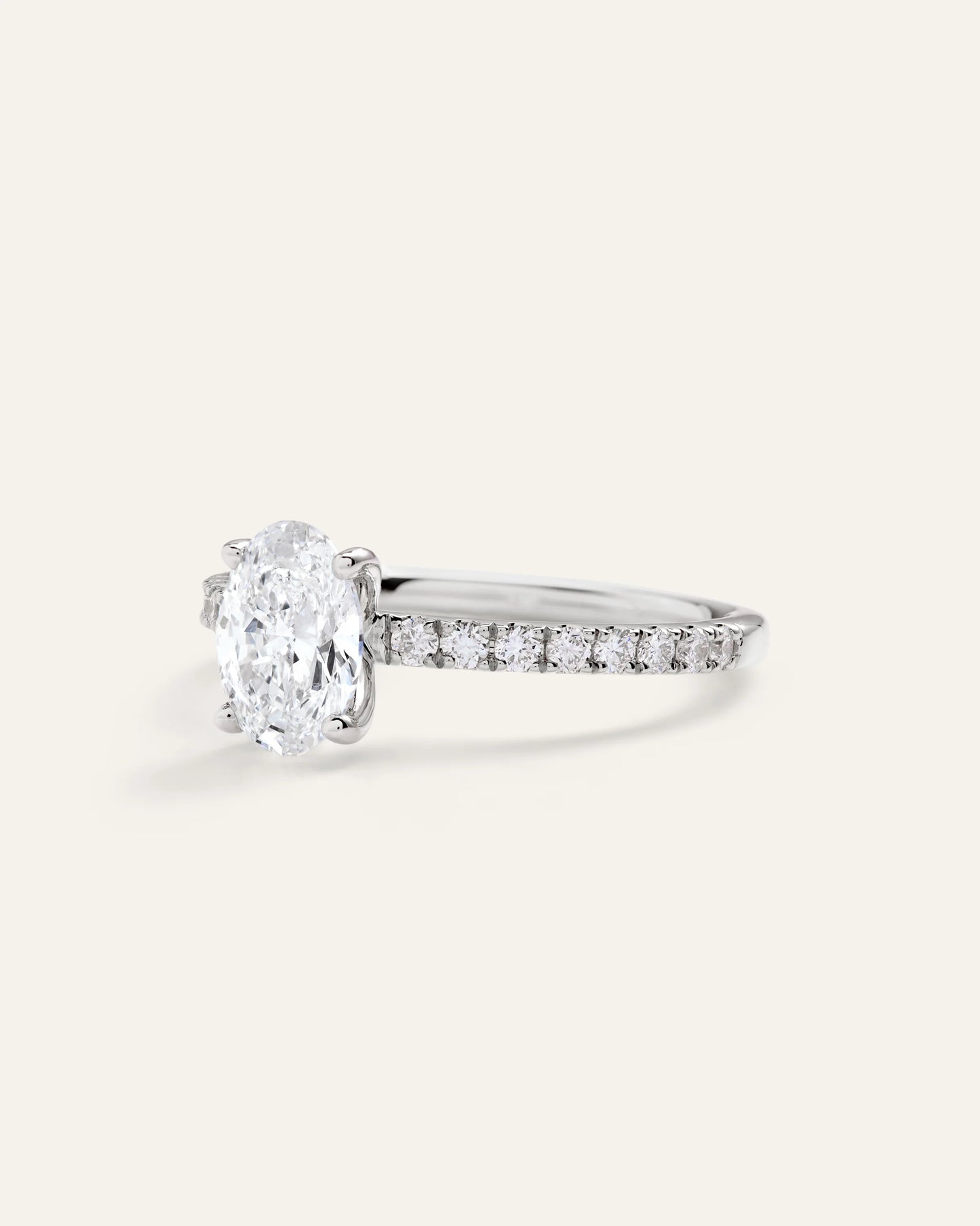 Lab Grown Diamond Oval Petite Pave Engagement Ring - 1ct - 4 / Yellow Gold