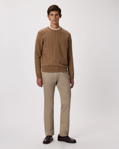 Mongolian Cashmere Classic Cable Crewneck Sweater - S / Teak