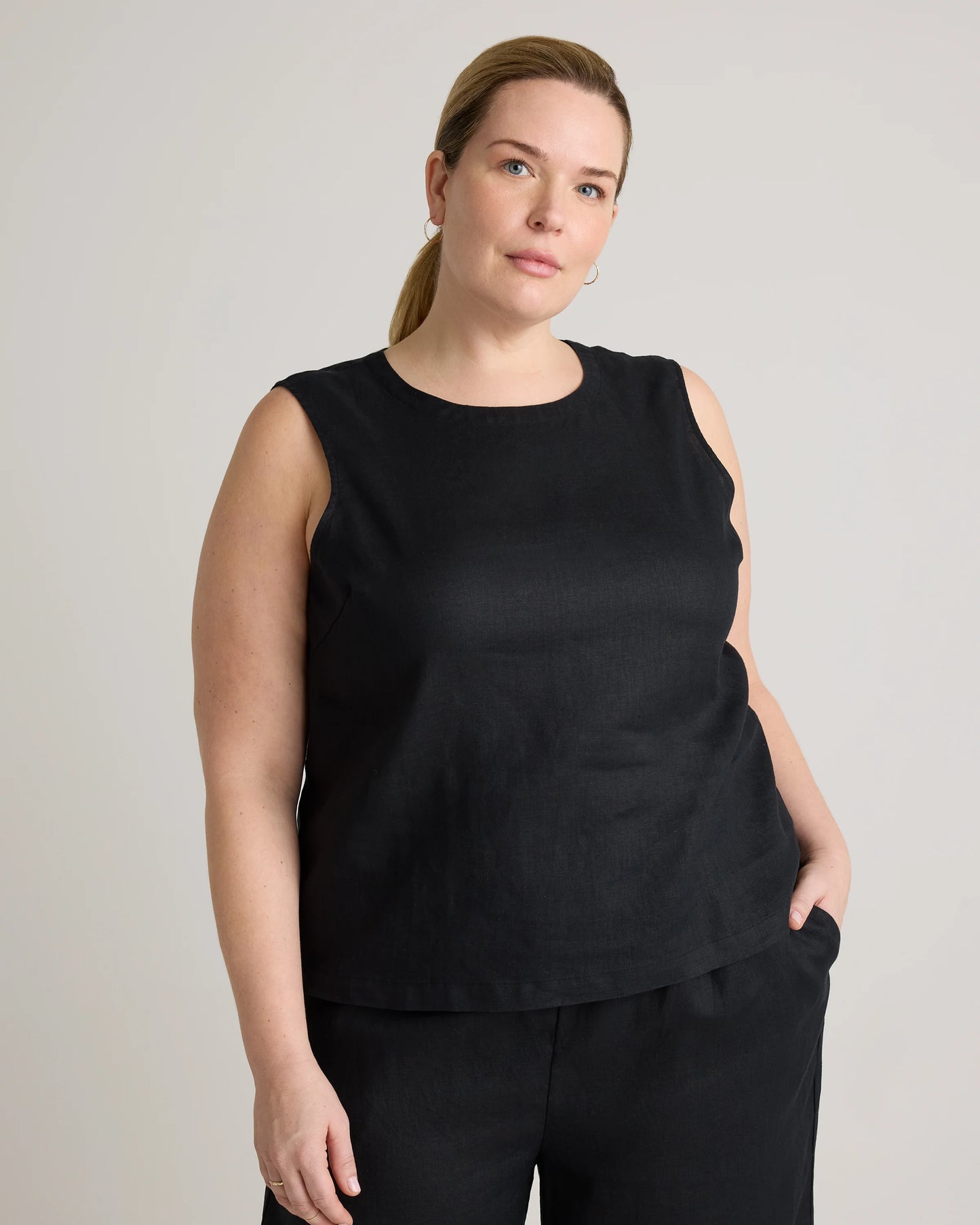 100% European Linen Tank - 1X / White