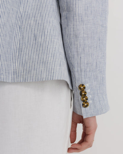 100% European Linen Structured Blazer - XS / French Blue
